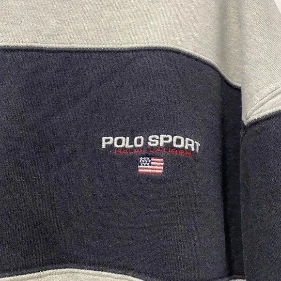 Vintage 90s Polo Sport Ralph Lauren Men's Relaxed Stripe Crewneck Sweatshirt L - Picture 3 of 10